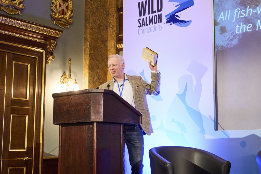 Blue Marine Foundation's Dr Tom Appleby speaking at the Wild Salmon Connections conference in London