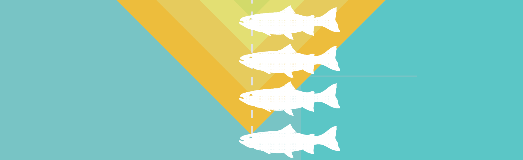 Illustration of a trout's feeding window at different depths
